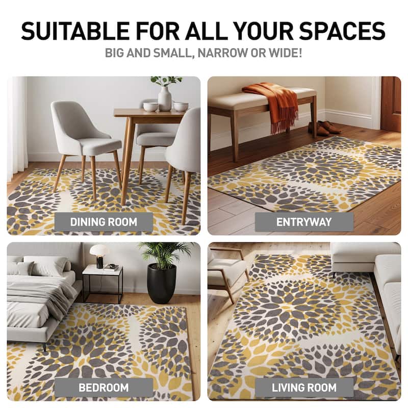 World Rug Gallery Modern Floral Circles Area Rug
