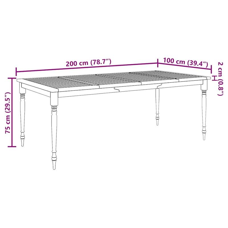 vidaXL Garden Dining Set Teak Wood Medium Seats Many - 39.4 x 78.7 x 29.5