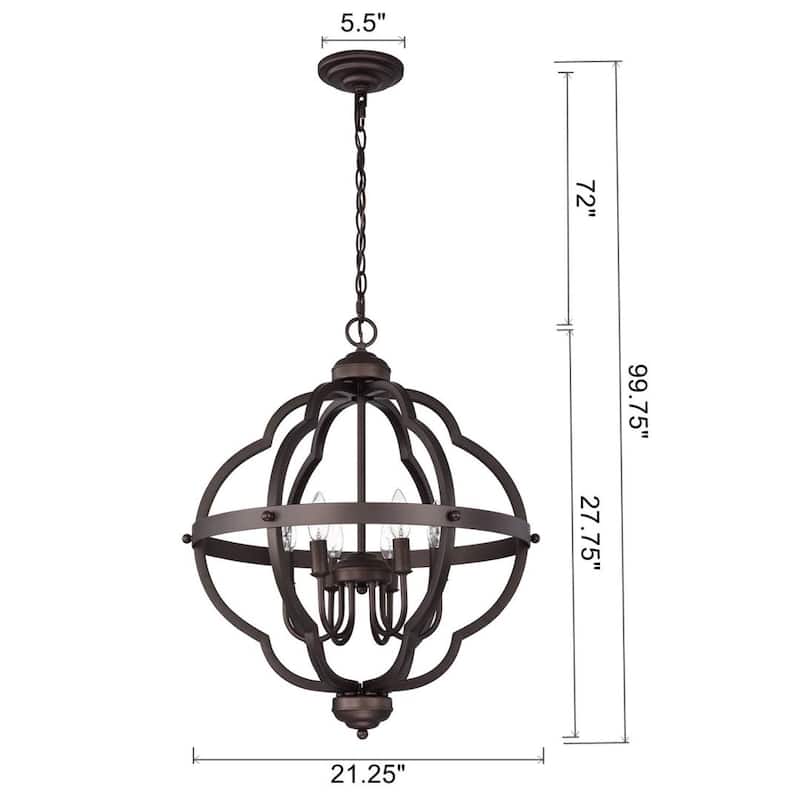 Allario 6 Light Farmhouse Candle Style Metal Chandelier 21 Inch - Oil Rubbed Bronze