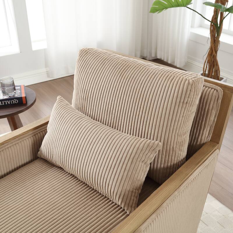 Camel 26.77" Swivel Barrel Chair with Hardwood Frame