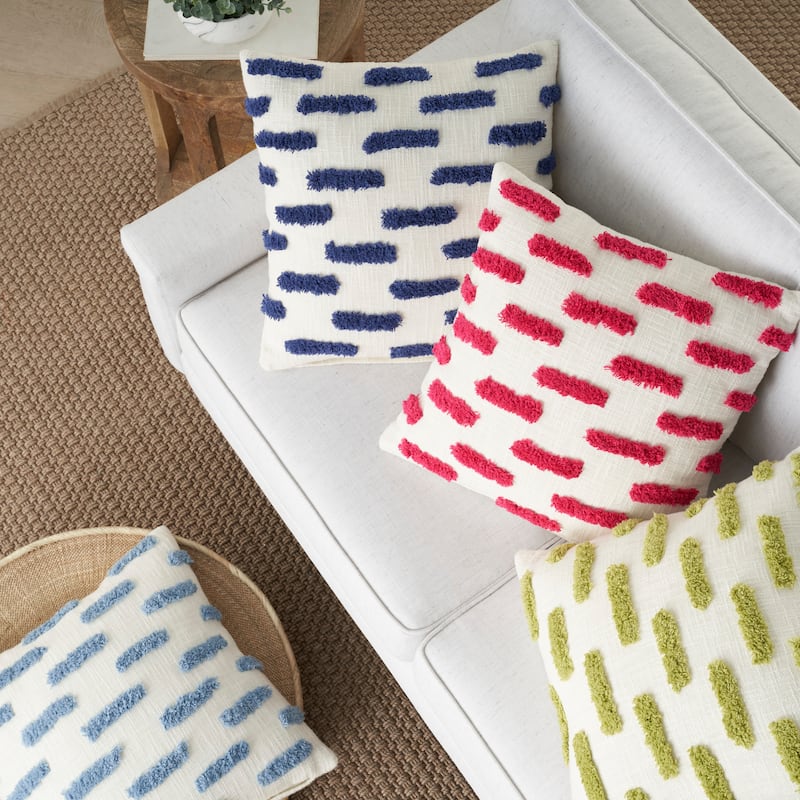 Mina Victory Life Styles Tufted Lines Geometric 18" x 18" Indoor Throw Pillow