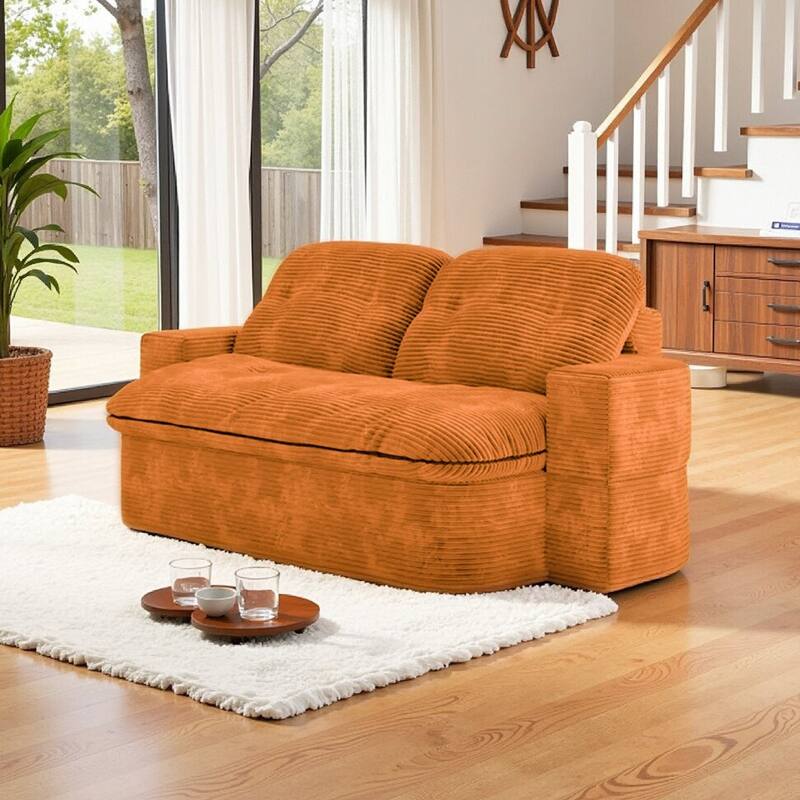 Oversized Loveseat Recliner Sofa, 2-in-1 Convertible Floor Sofa Bed, 3-Seat Sleeper Sofa with Adjustable Armrest
