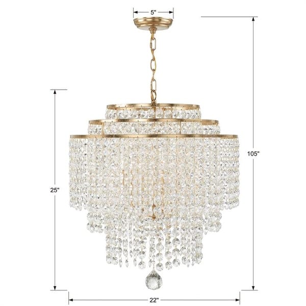 Gabrielle 6 Light Antique Gold Chandelier - 22'' W x 25'' H