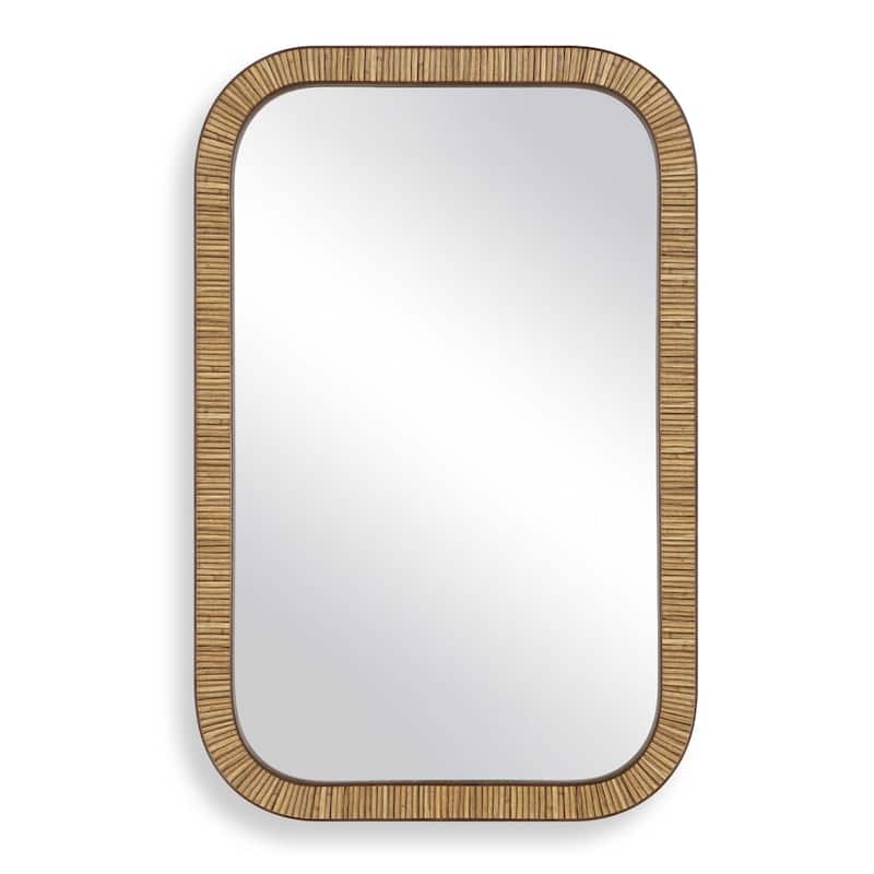 Copper Grove Natural Rattan Look Aluminum Rounded Rectangle Mirror - Brown