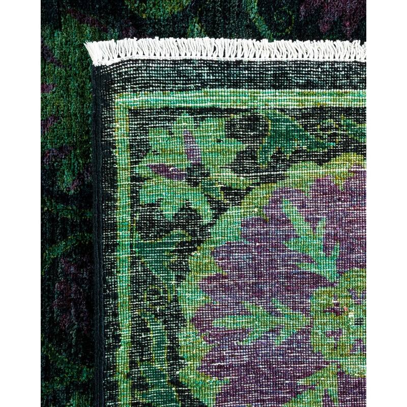 Overton Hand Knotted Wool Vintage Inspired Modern Contemporary Overdyed Black Area Rug - 8' 3" x 10' 4"