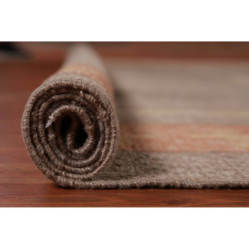 Hand Woven Oriental 100% Jute Carpet Southwestern Modern Brown Kilim Area Rug - 10' 10'' X 9' 6''