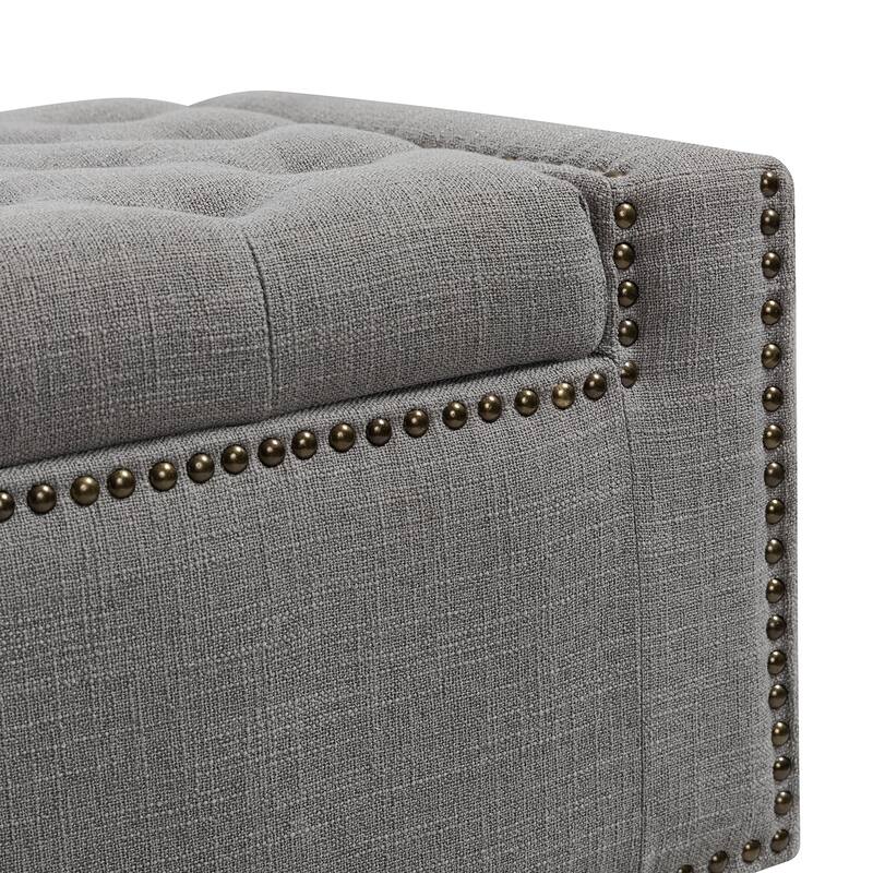 Felix Classic Button-Tufted Storage Bench With Nailhead Trims By HULALA HOME
