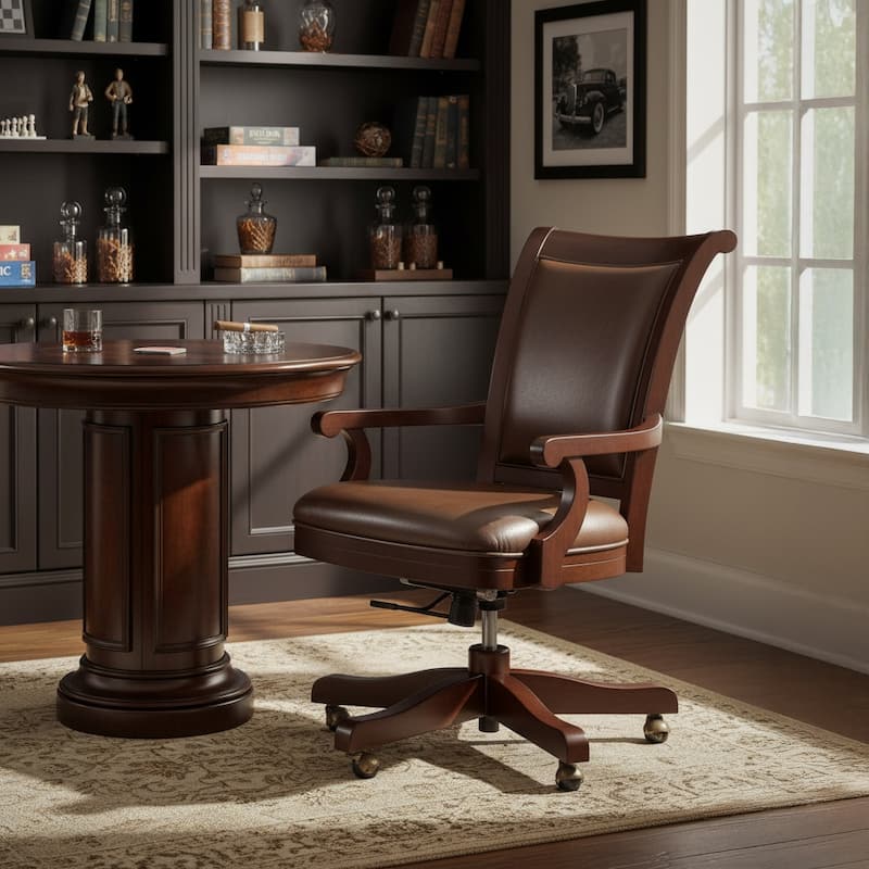 Howard Miller Ithaca Hampton Cherry Faux Leather Club Chair - Brown