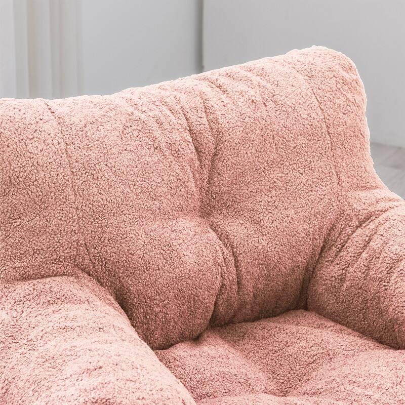 Grondin Mid-Century Modern Faux Fur Fabric Upholstery Bean Bag Chair Tufted Foam Padding Lazy Sofa with Armrests