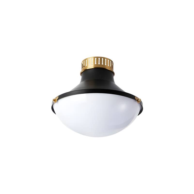 10 in.Collar Metal Round Bowl Flush Mount - Matte Black