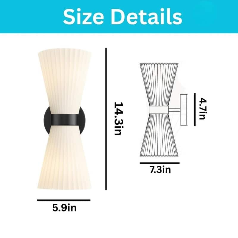 2 Light lighting and fixtures matte black wall sconce glass, metal wall lighting