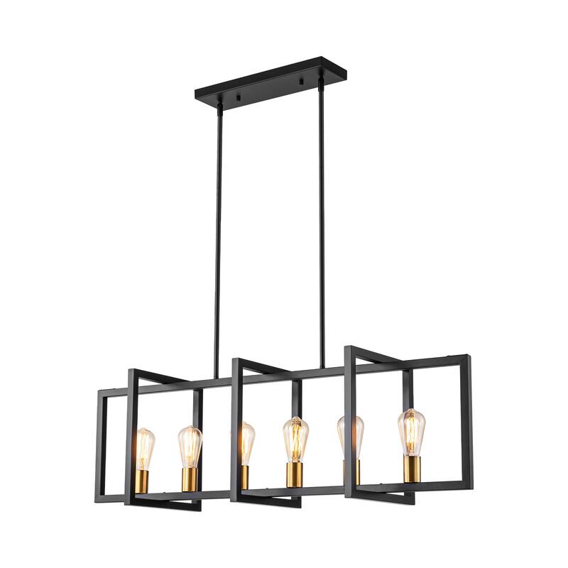 Black or Gold Farmhouse Rustic Kitchen Island Pendant Chandelier for Dining Room