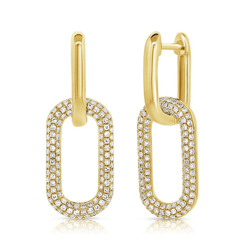 Joelle Collection Diamond Pave Link Dangle Earrings 2/3 cttw. 14K Gold - Yellow