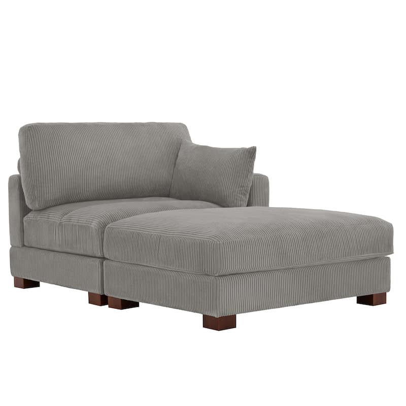 Modern 43'' Corduroy Comfy Sectional Chaise Lounge with Pillow