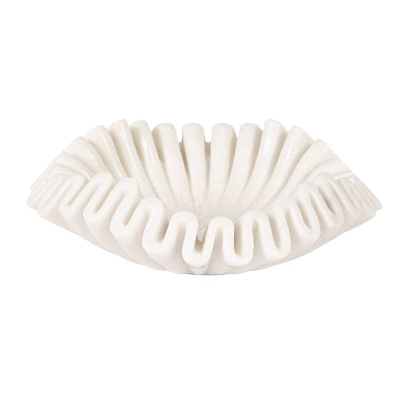 Marble Pleated Dish - 8.5"L x 8.5"W x 3.0"H - White