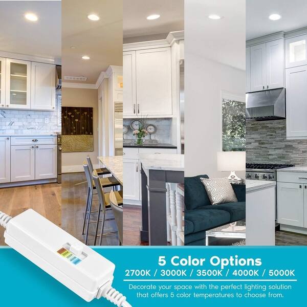 Shop Luxrite 4 Led Recessed Light With J Box Color Temperature Selectable 2700k 3000k 3500k 4000k 5000k 4 Pack Overstock 30063302
