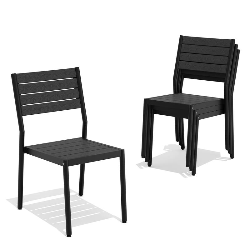 Pellebant Outdoor Patio Aluminum Stackable Dining Chairs - 19.4in D x 15.7in W x 33.9in H