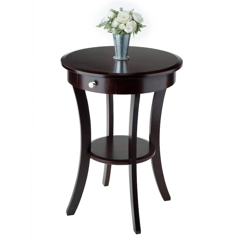 Sasha Round Accent Table, Cappuccino - 20"W x 20"D x 27"H.
