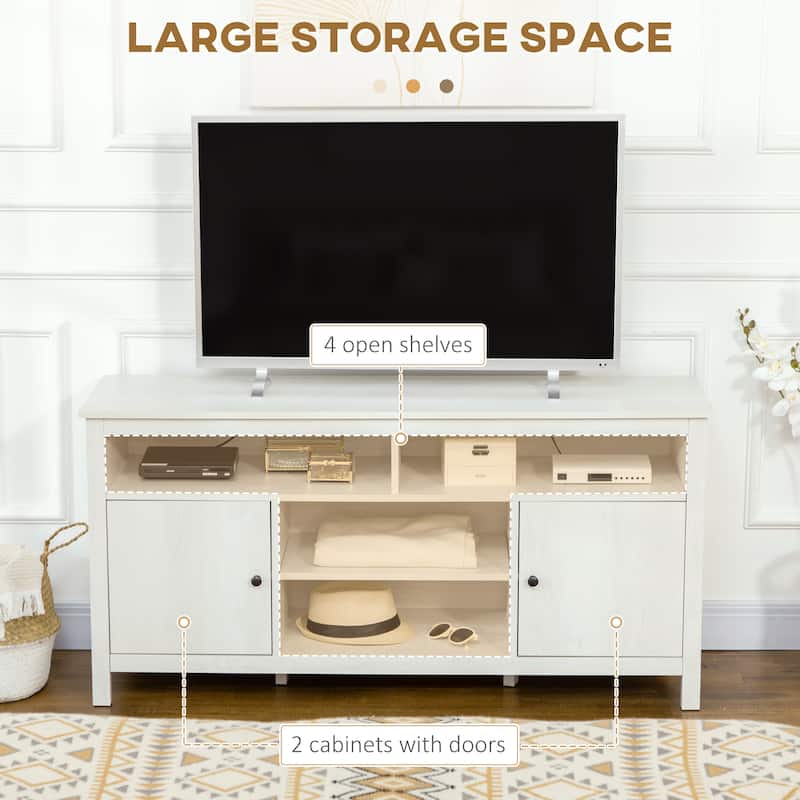 HOMCOM 65 Inch TV Stand with Storage, Media Cabinet TV Entertainment Center with Wooden Shelves and Doors for Living Room