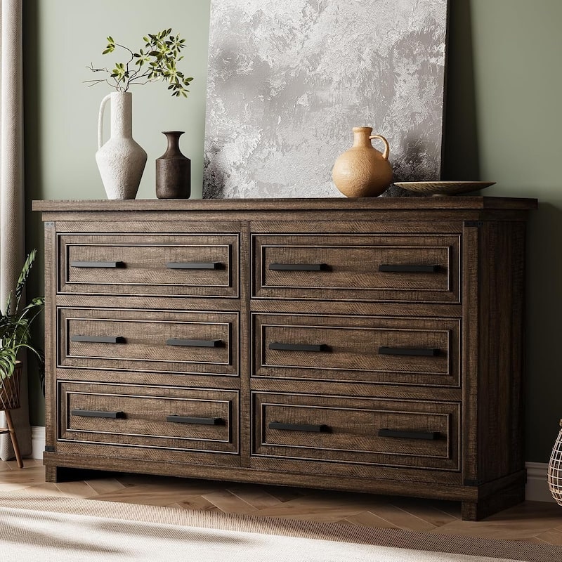 Farmhouse 6/8 Drawer Dresser for Bedroom, Rustic Wood Chest of Drawers