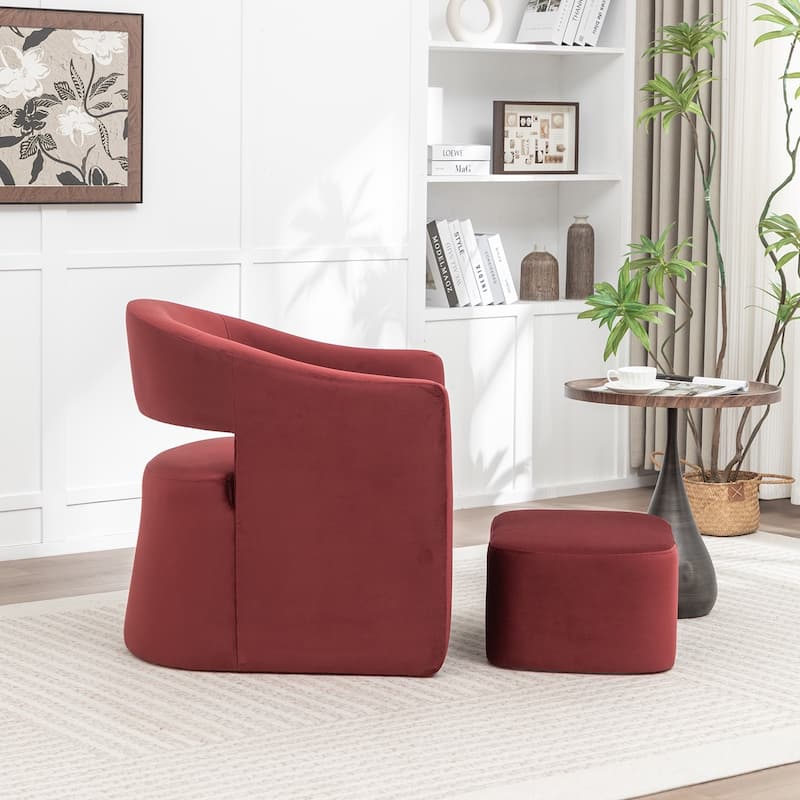 SEYNAR Modern Glam Velvet Accent Armchair Open Back with Ottoman