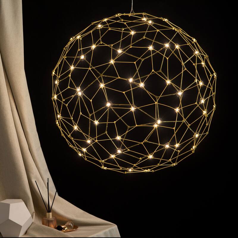 Spheris 24" LED Globe Pendant in Natural Brass - Gold
