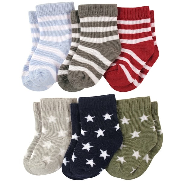 slide 1 of 1, Luvable Friends Baby Boy Newborn and Baby Socks Set, Star Stripes 0-6 Months - Star Stripes