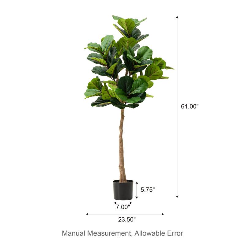 Glitzhome 3ft-6ft Set of 2 Artificial Olive Trees/ Bamboo/ Ficus with Ceramic Planters Real Touch