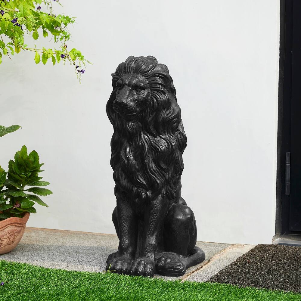 Glitzhome 28"H Oversized MGO Guardian Sitting Lion Garden Statue Porch Sculpture Indoor Outdoor