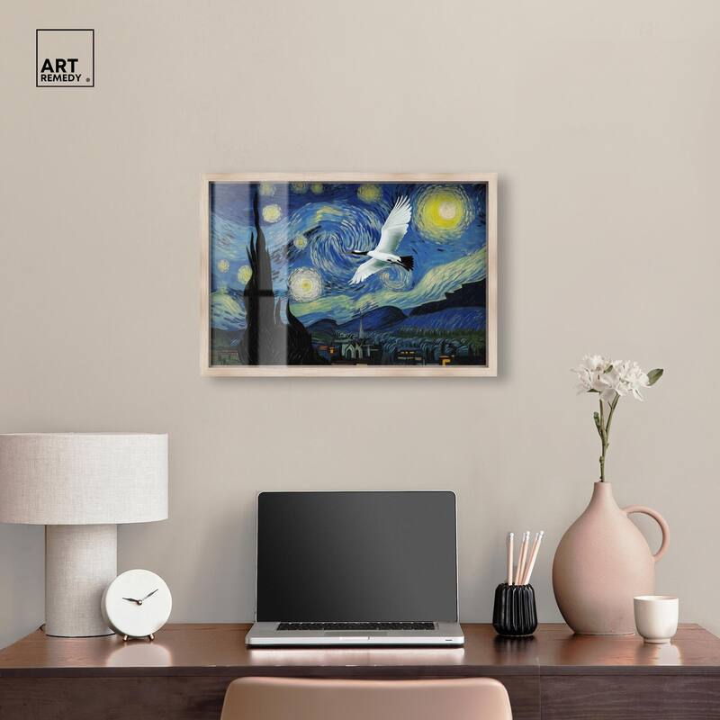 Crane Starry Night Shadowbox by Art Remedy