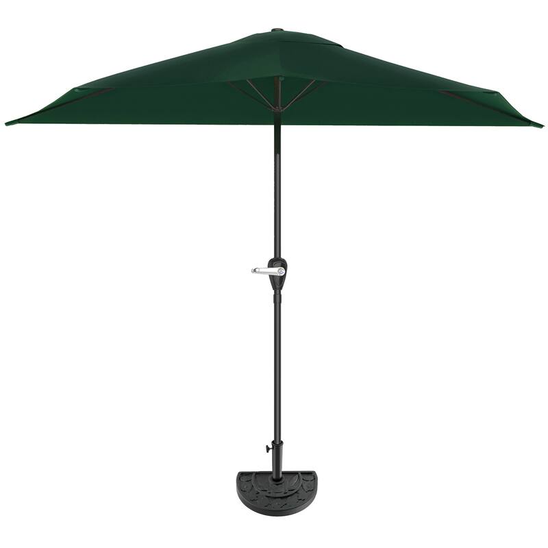 Pure Garden 9ft Half Umbrella with Base - Hunter Green