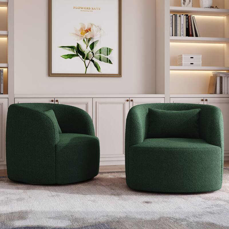 2Set Modern 360-degree Rotation Teddy Barrel Chairs