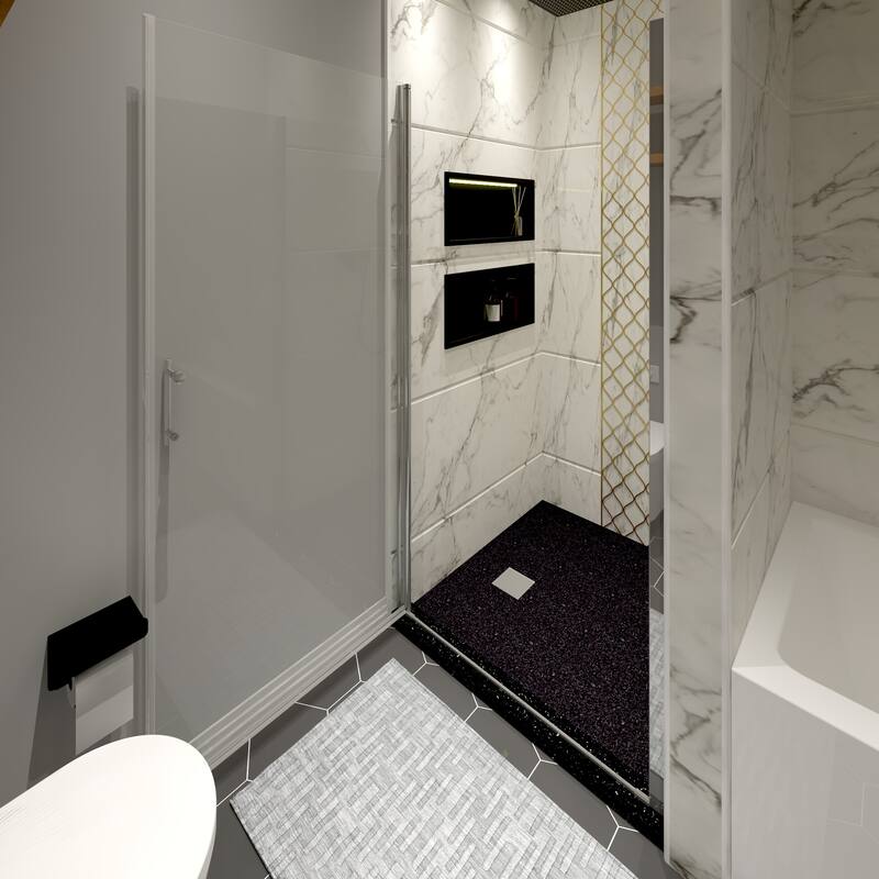 34" W x 72"H Pivot Frameless Swinging Shower Door