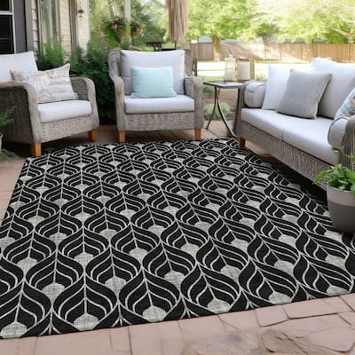 Machine Washable Indoor/ Outdoor Chantille Geo Teardrop Rug