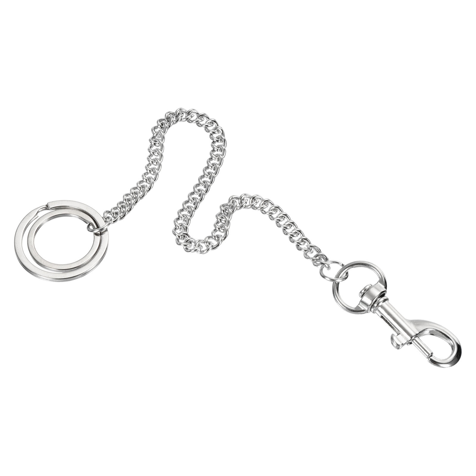 Wallet Keychain w Key Ring Lobster Clasp Plated Metal Belt Loop