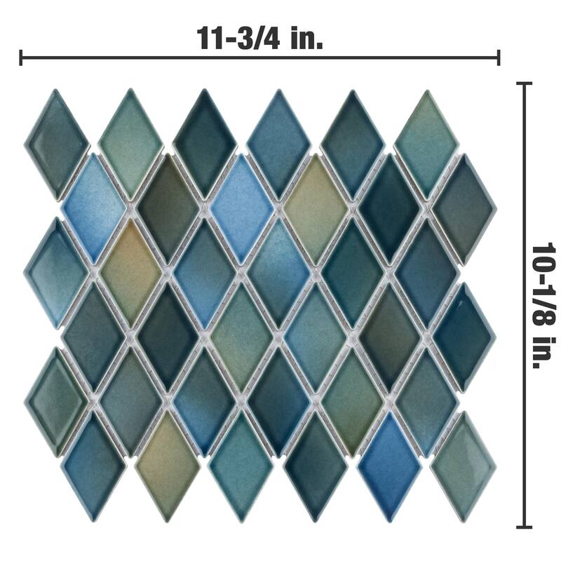 Merola Tile Hudson Kite Lagoon 10-1/8" x 11-3/4" Porcelain Mosaic Floor and Wall Tile