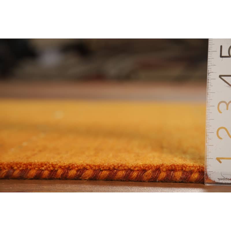 Orange Tribal Gabbeh Indian Rug Handmade Modern Wool Carpet - 4'2" x 5'7"