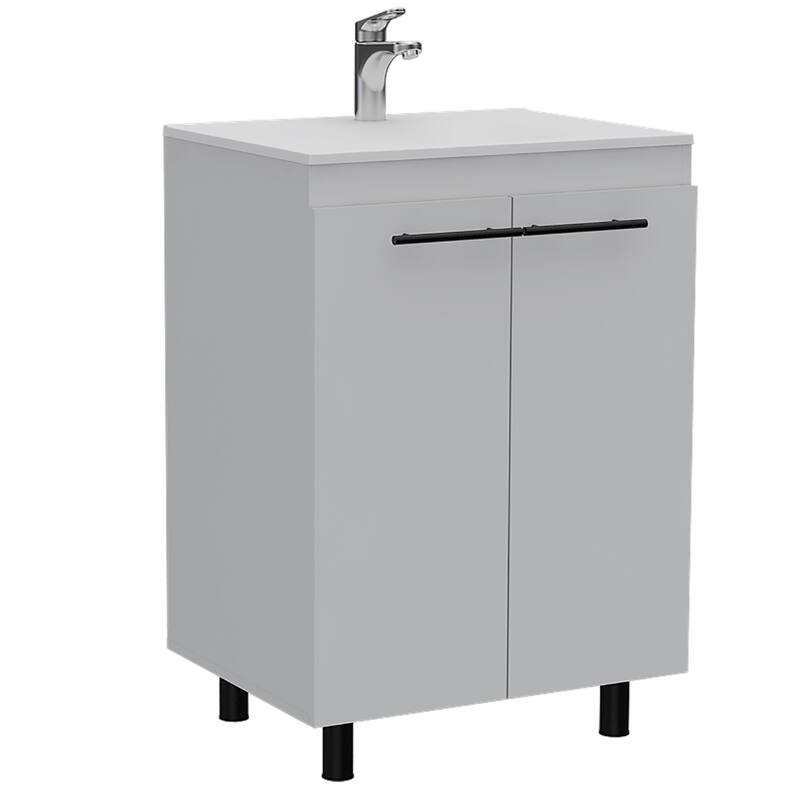 Modern Vanity with Durable One-Hole Resin Sink and Drop-In Design - 23.8"W x 34.1"H - 18.1in L
