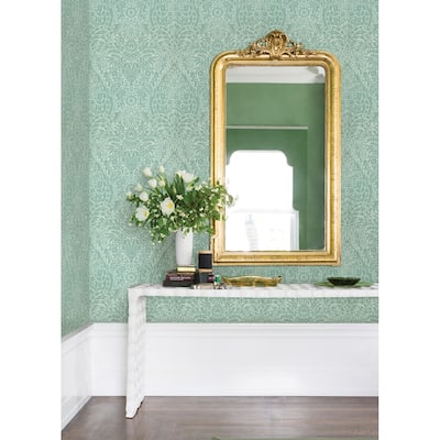 Damask Montgomery Maris Charcoal Flock Damask 33' L X 20.5" W Wallpaper Roll