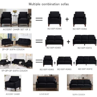 Armchair, Single Seat Sofa Chair with Wooden Legs, Velvet Accent Chair