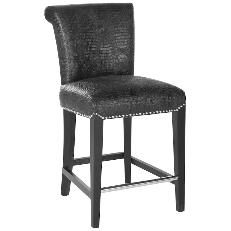 SAFAVIEH Jenelle Black Faux Leather 23-inch Counter Stool - 18.7" W x 23" D x 36.4" H - 19Wx23Dx36H