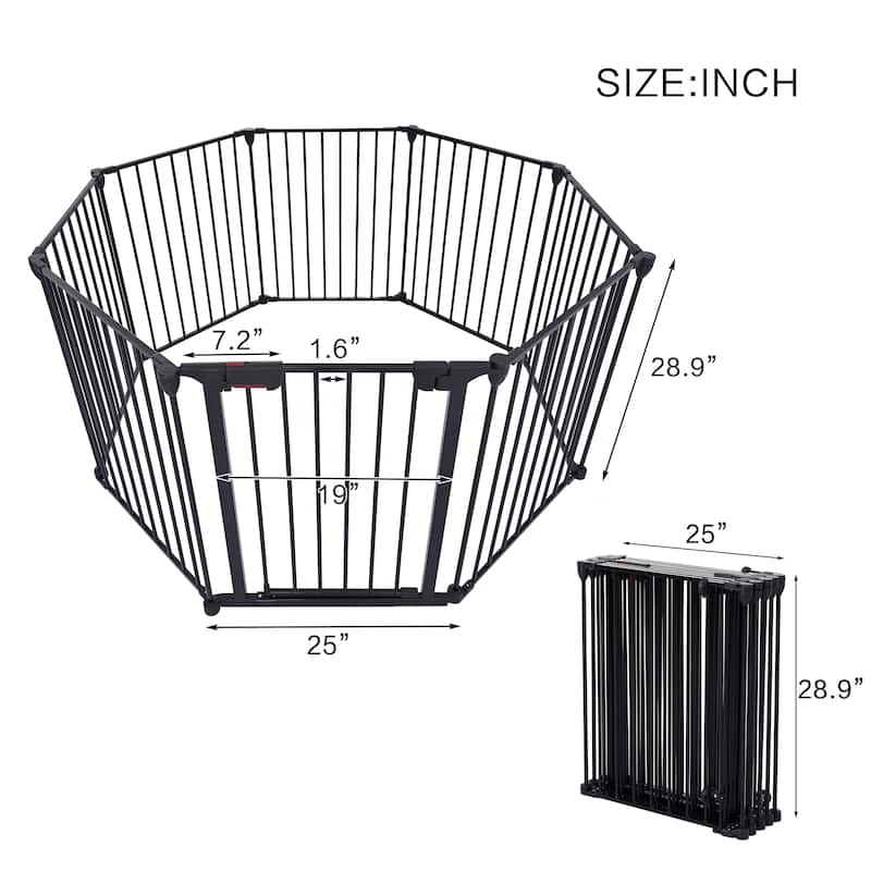 Adjustable Safety Gate Play Yard Metal Doorways Fireplace Fence