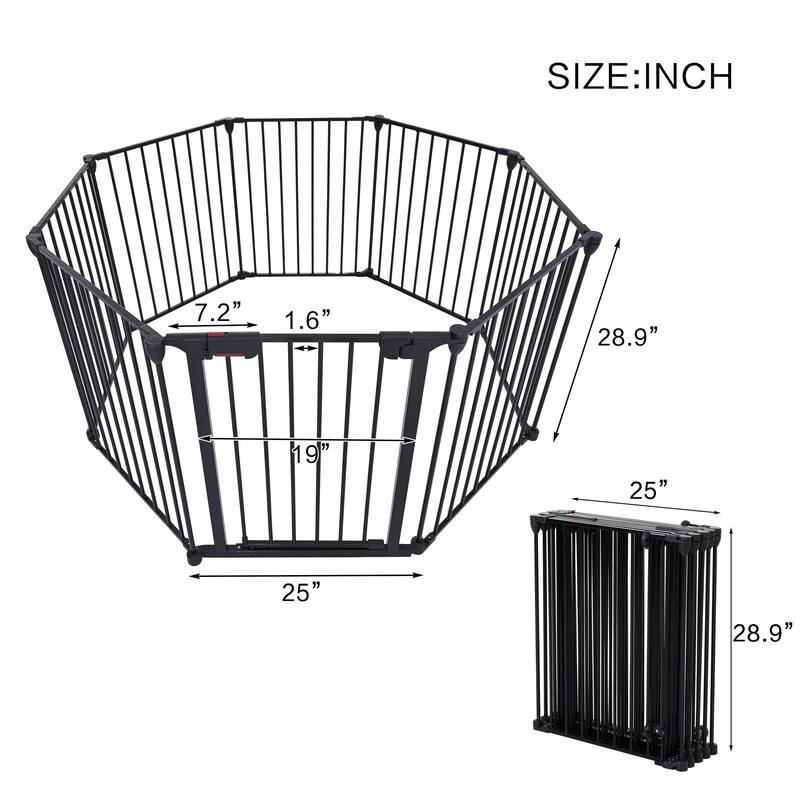 Black Steel 4-in-1 Configurable Safety Gate for Kids and Pets