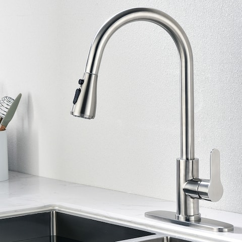 AITINKAN Pull Down Single Handle Kitchen Sink Faucet with 3 Spray Mode