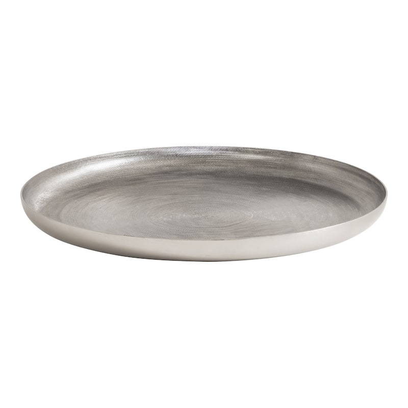 Kate and Laurel Stovring Round Metal Tray - 16" Diameter - Silver
