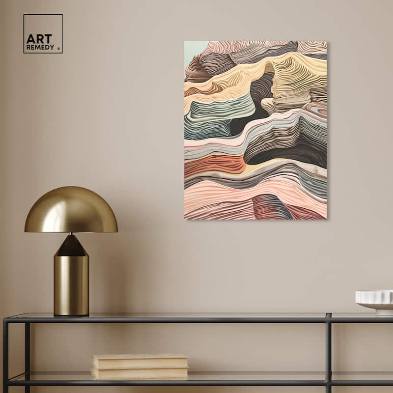 Art Remedy Coyote Tan Gallery Wrapped Boho Abstract 1 Piece Canvas Wall Art