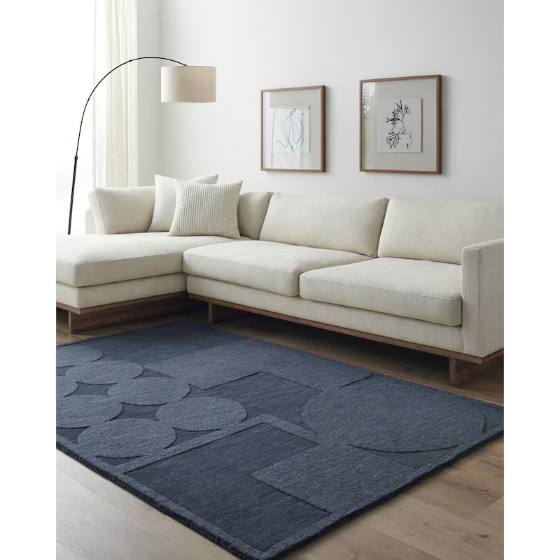 Rocle Mid-Century Modern Geometric Area Rug - Navy - 2' x 3'