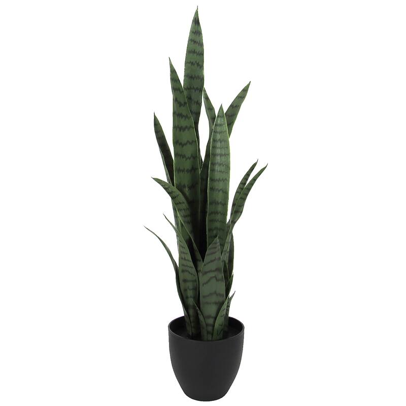Artificial Sansevieria Snake Plant in Black Pot - 34" H x 12" D - Green