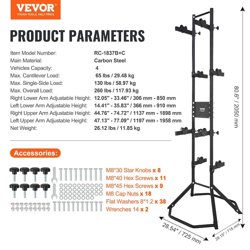 VEVOR Storage Rack, Free Standing Gravity Wall Vertical Bike Rack, for