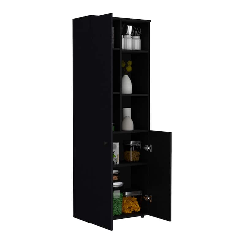 67-Inch High Storage Cabinet Kitchen Pantry With Three Doors and Three Exterior Shelves